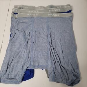 3 Hanes Men's Ultimate Boxer Briefs - Heather Gray & Blue, Large